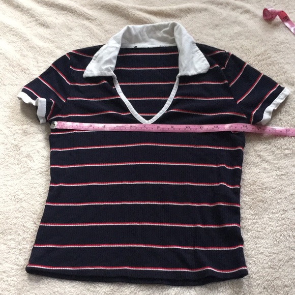 Forever 21 navy ribbed collared stripes t shirt - Picture 4 of 5